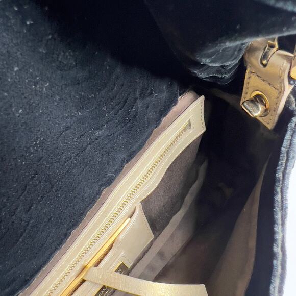 Fendi Black Velvet Gold Tassel Baguette - Picture 7 of 14